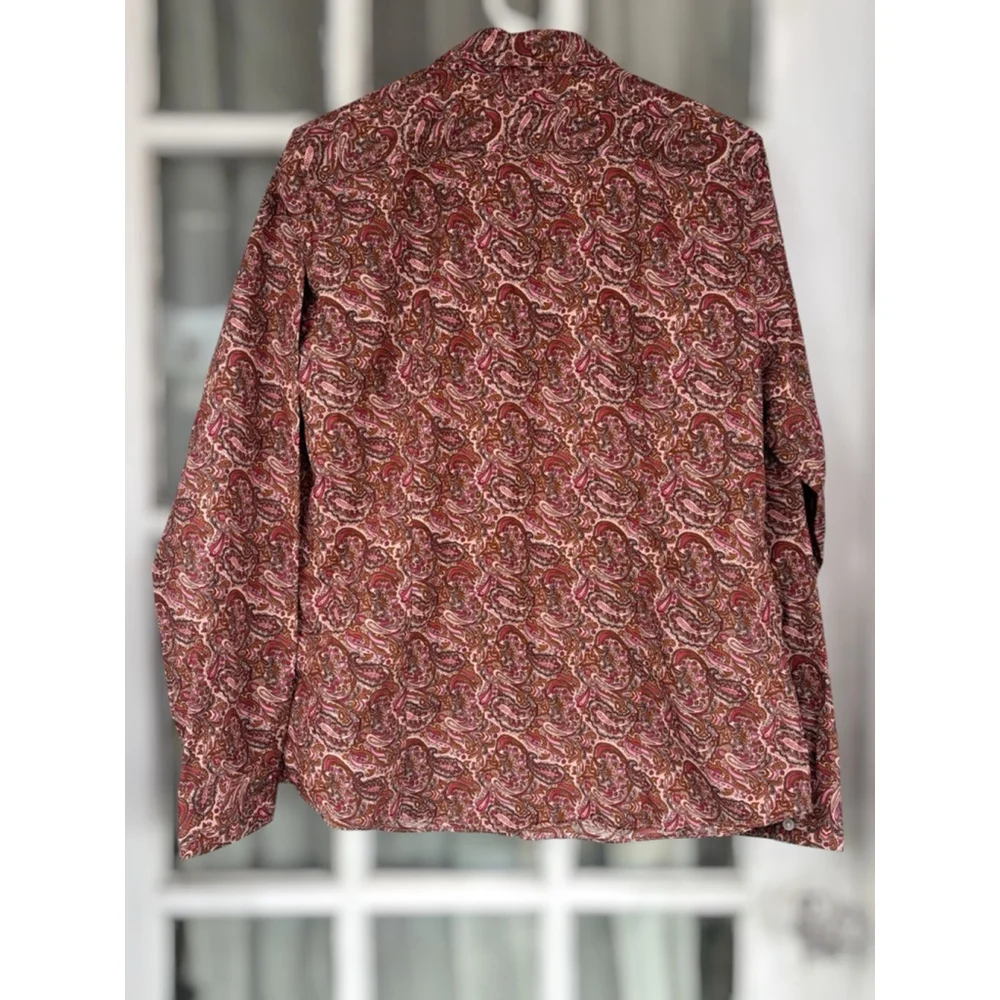 Lands' End Womens Size 12 Paisley Print Long Sleeve Button Down Shirt Retro Chic - Picture 3 of 13